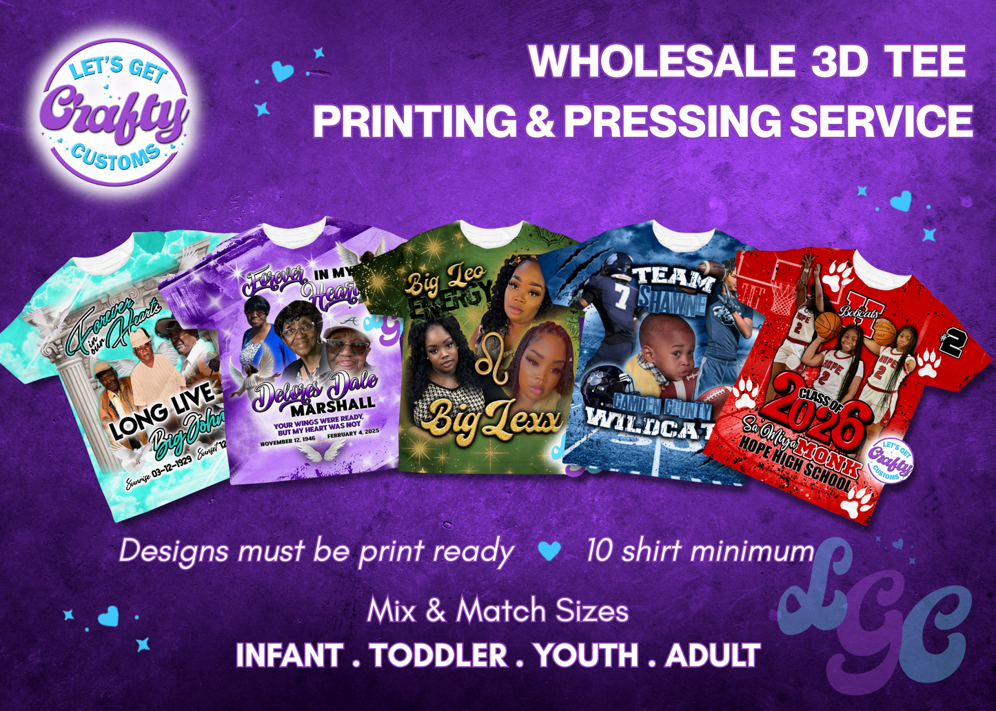 Wholesale 3D Tees Print & Press Service