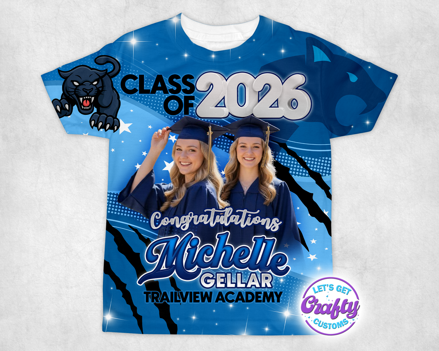 Grad Blue Jaguar 3D Template | Editable