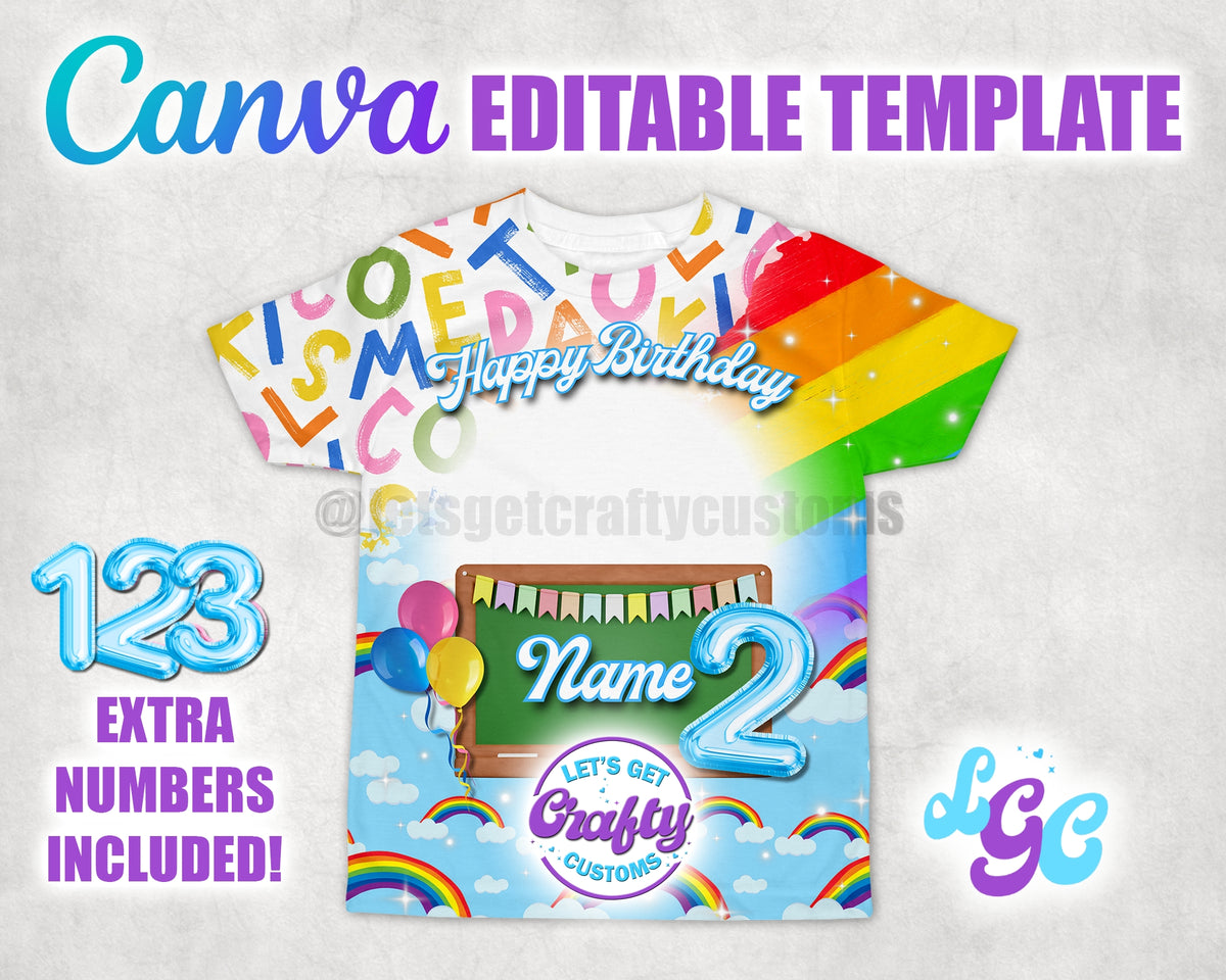 Colorful ABC 3D Shirt Template(BLUE) | Editable