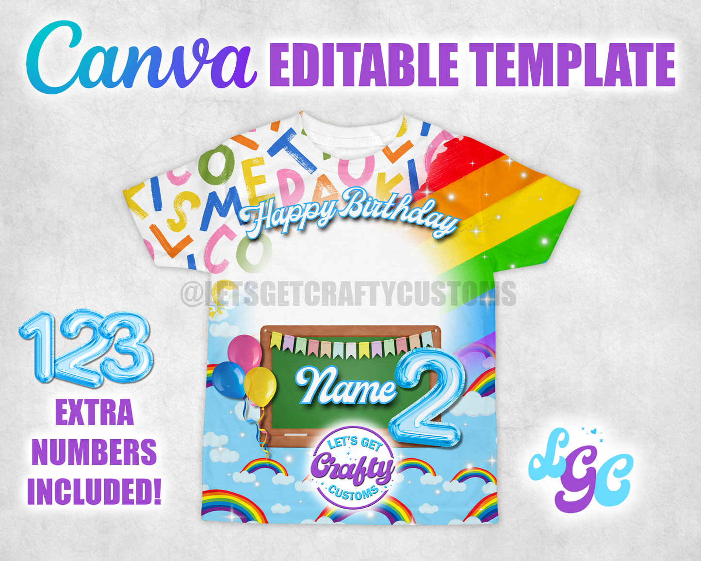 Colorful ABC 3D Shirt Template(BLUE) | Editable