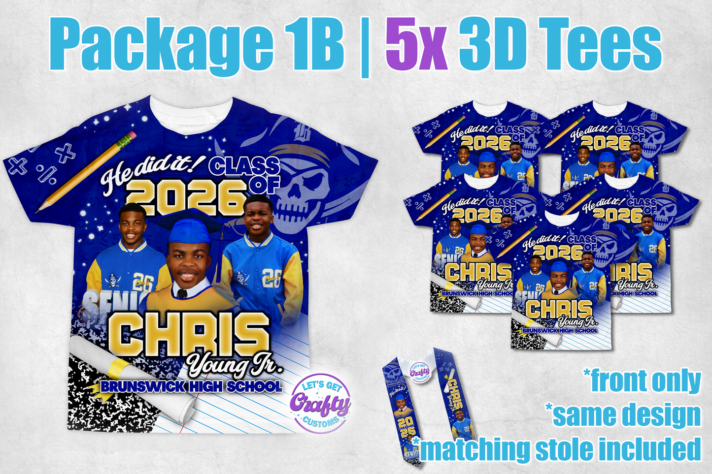 5 Grad 3D Tees (Package 1b)