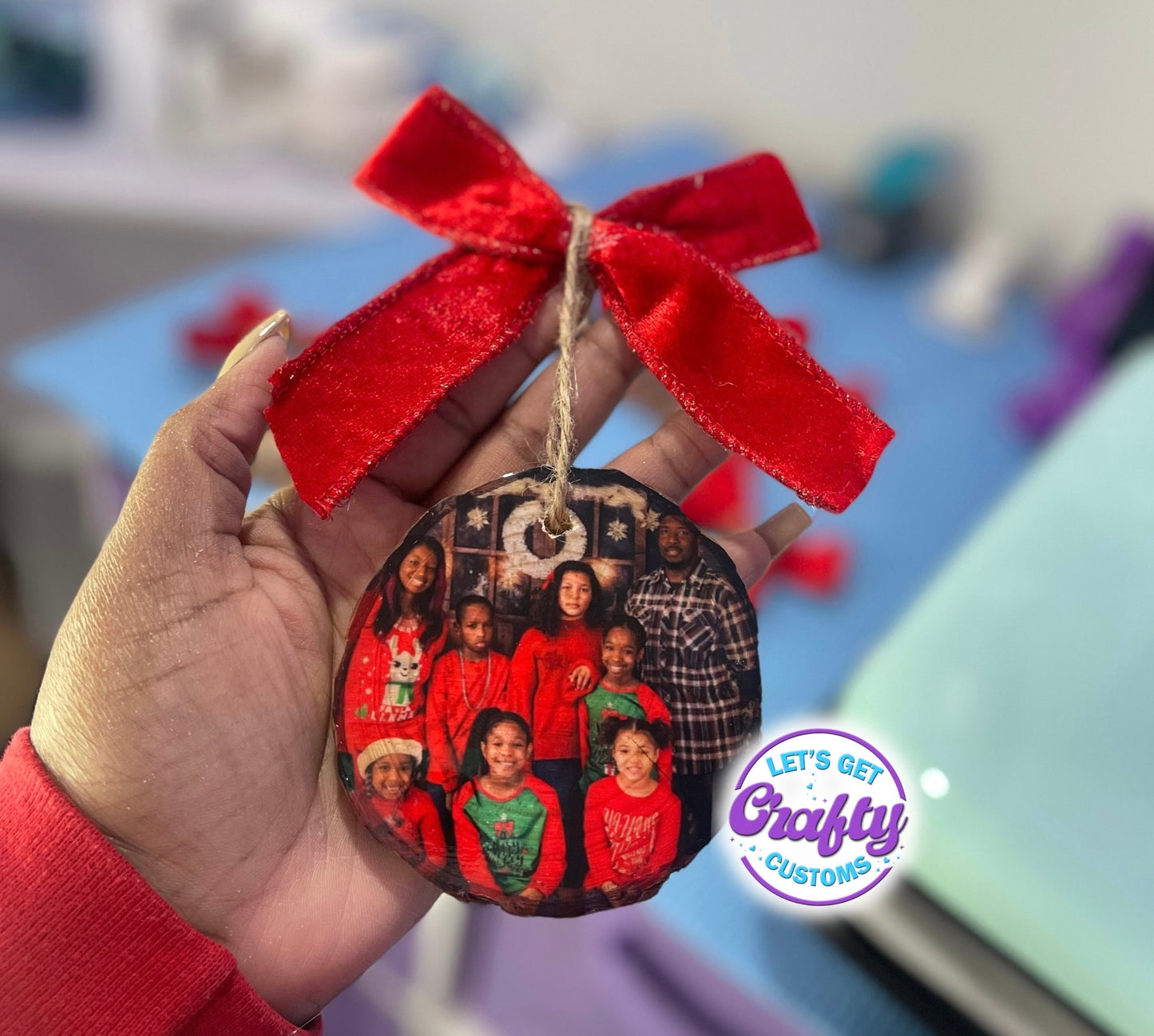 Photo Ornaments with Bow