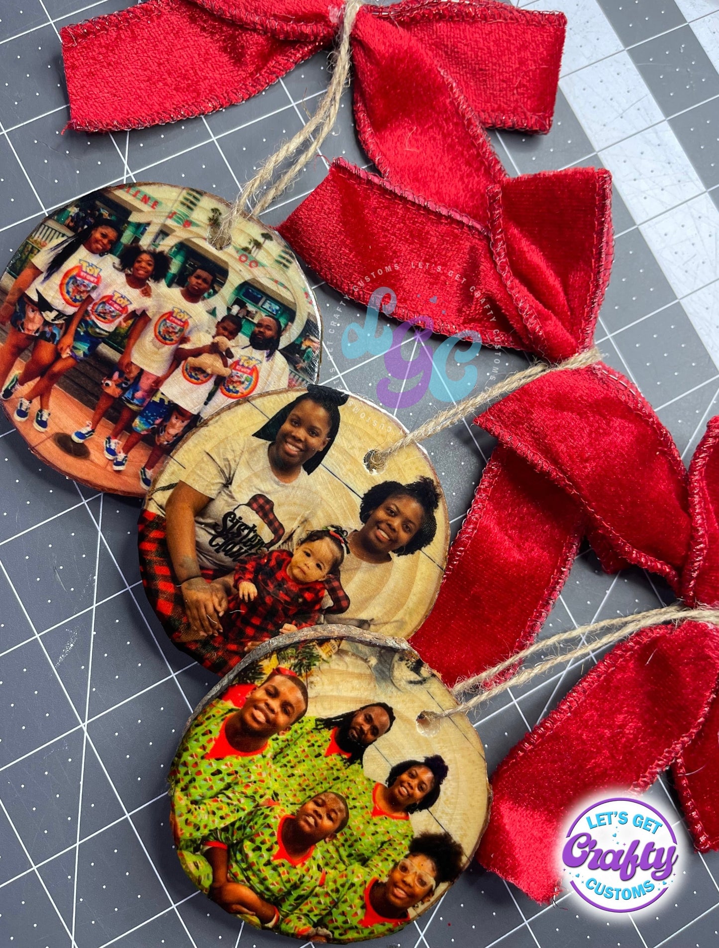 Photo Ornaments with Bow