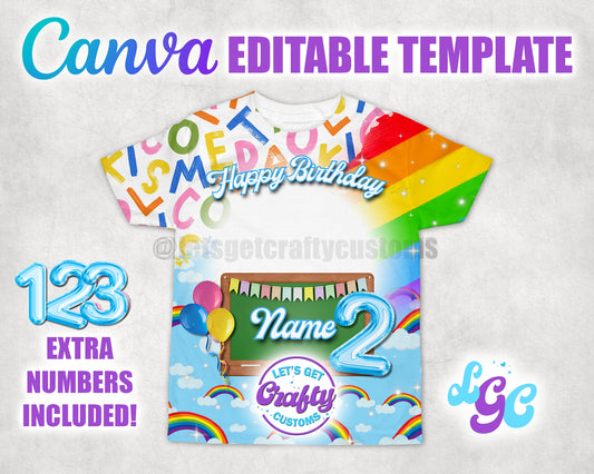 Colorful ABC 3D Shirt Template(BLUE) | Editable
