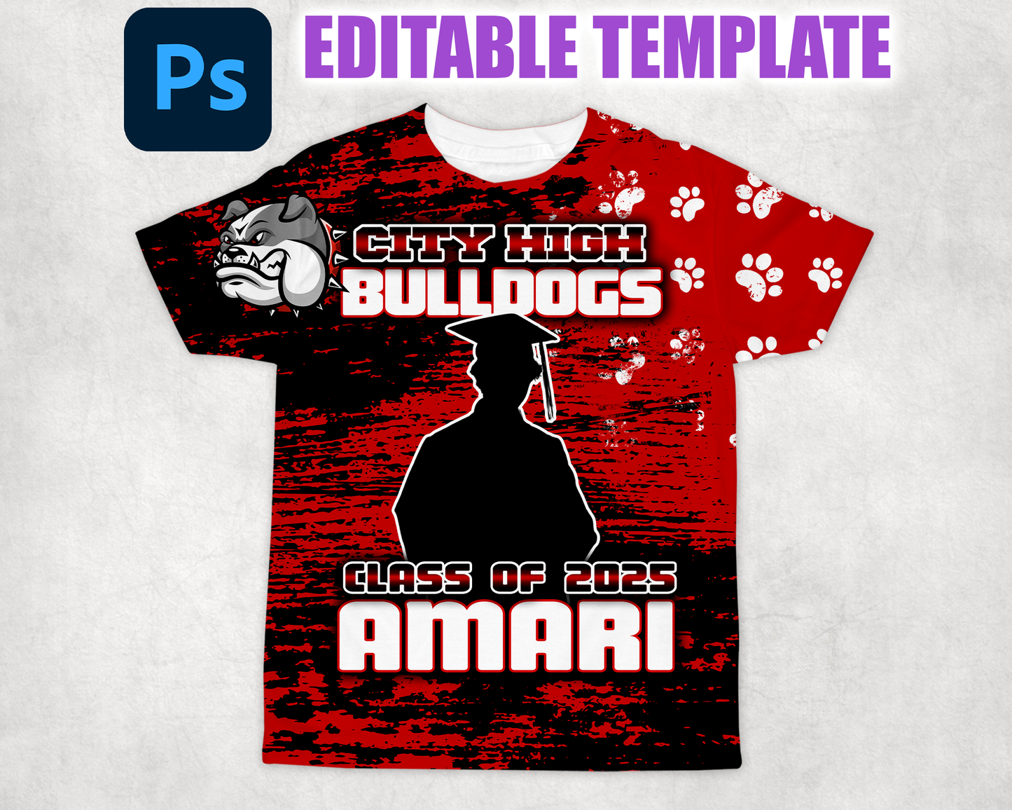 Bulldogs Grad 3D Shirt Template | Editable