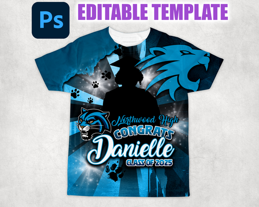 Panthers Grad 3D Shirt Template | Editable